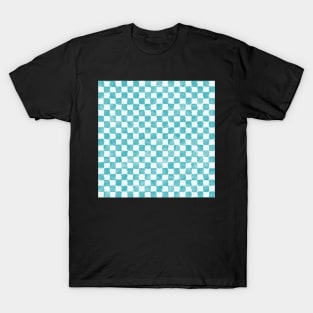Turquoise watercolor checkers T-Shirt